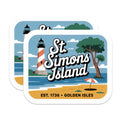 (2 Pack) St Simons Island Magnets - Lighthouse Beach Scene - Golden Isles Travel Souvenir - 5 Inches On Longest Side - Thick Durable Magnet - Made in USA - MAG19189