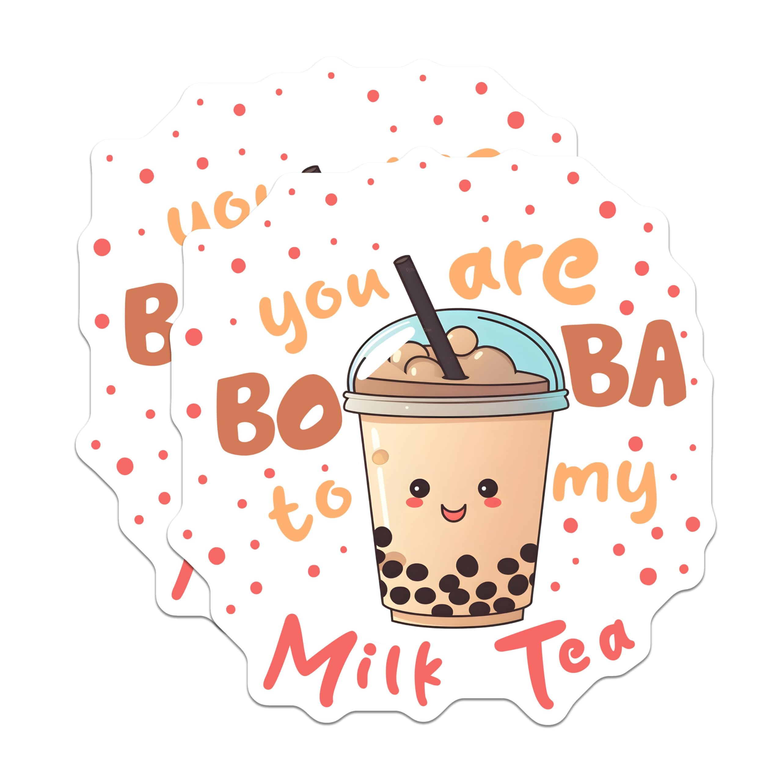 (2 Pack) Boba Milk Tea Stickers - Cute Bubble Tea - Kawaii Drink - 5" On Longest Side - Sticks to Smooth Flat Surfaces - Made in USA - BMCS7759