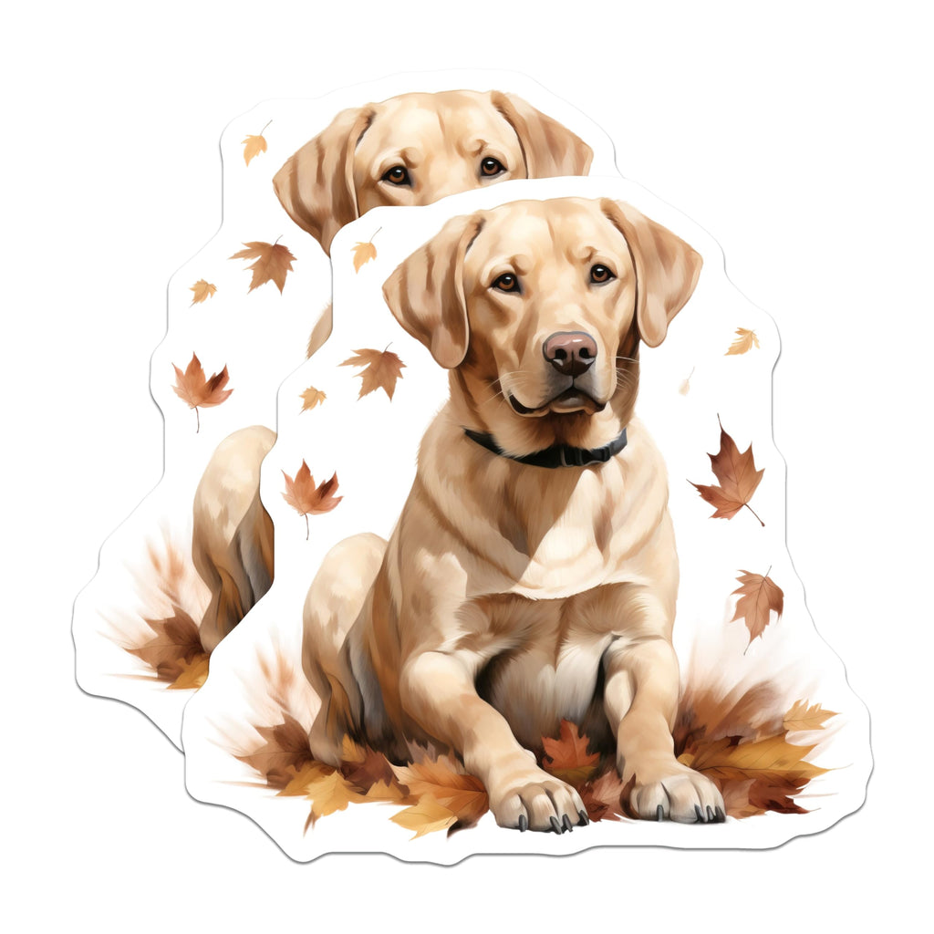 (2 Pack) Golden Labrador Magnets - Autumn Dog Lover Decor - Pet Parent Fridge Magnets - 5 Inches On Longest Side - Thick Durable Magnet - Made in USA - MAG28592