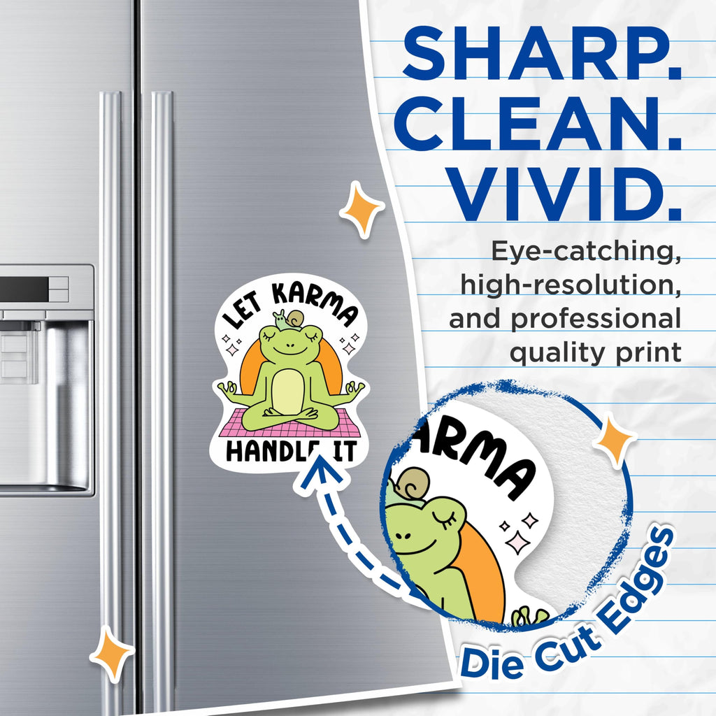 (2 Packs) Let Karma Handle It Magnets - Meditating Frog Peaceful Zen Namaste Magnets - 5 Inches On Longest Side - Premium Magnet - for Fridges, Toolboxes, Cars - Made in USA - MAG2305