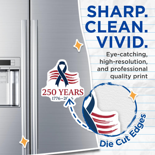 (2 Pack) 250 Year Anniversary Magnets - Patriotic American Decor - Historical Commemoration - 5 Inches On Longest Side - Thick Durable Magnet - Made in USA - MAG26909
