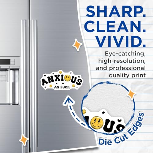 (2 Pack) Anxious As Magnets - Motivational Quote - Fun Home Office Decoration - 5" On Longest Side - for Cars, Fridges, Toolboxes - Made in USA - MAG7670