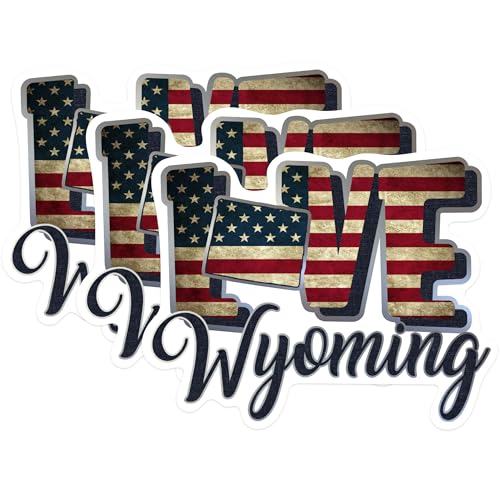 (3 Pack) Wyoming Decals - Patriotic State Pride - American Flag Stickers - 3 Inches On Longest Side - Easy Peel & Apply - Made in USA - 3MCS0341