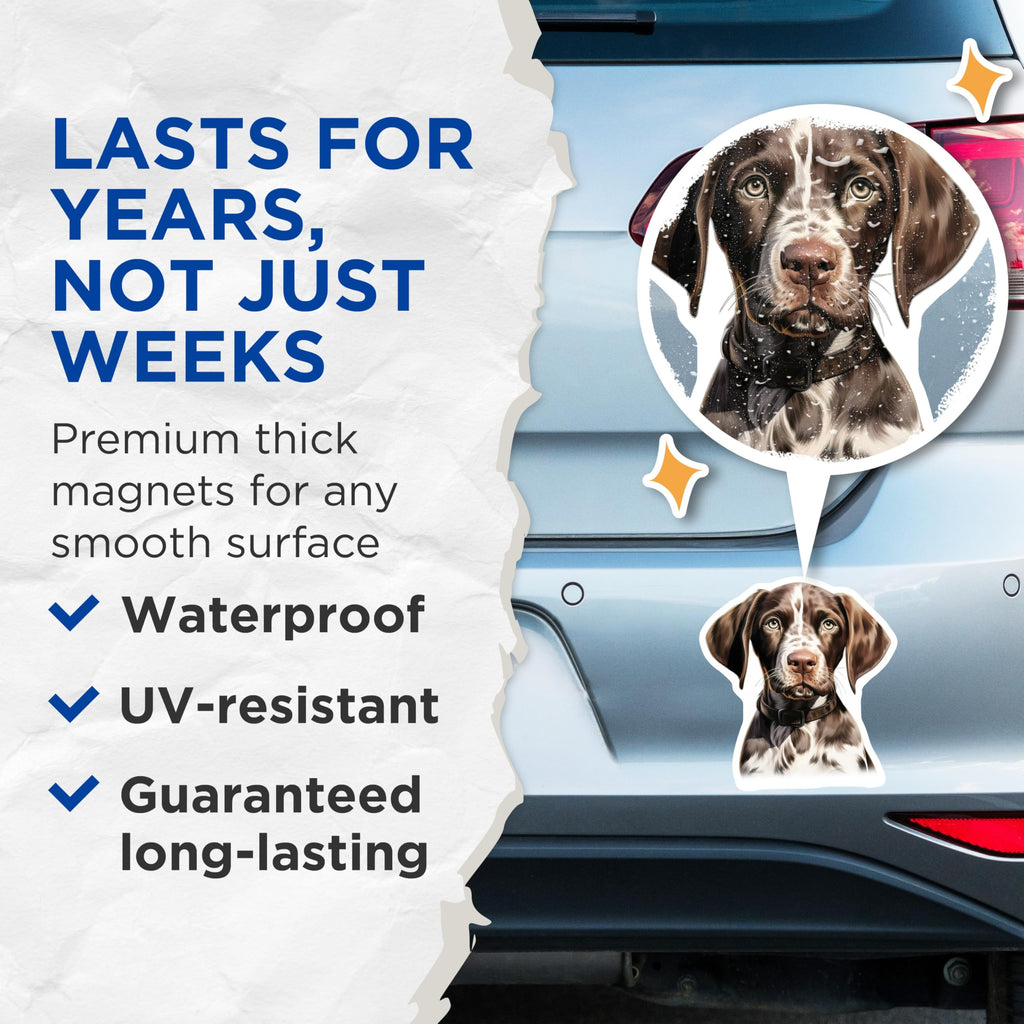 (2 Pack) German Shorthaired Pointer Magnets - GSP Dog Lover - Cute Puppy Decor for Fridge - 5 Inches On Longest Side - Thick Durable Magnet - Made in USA - MAG27477