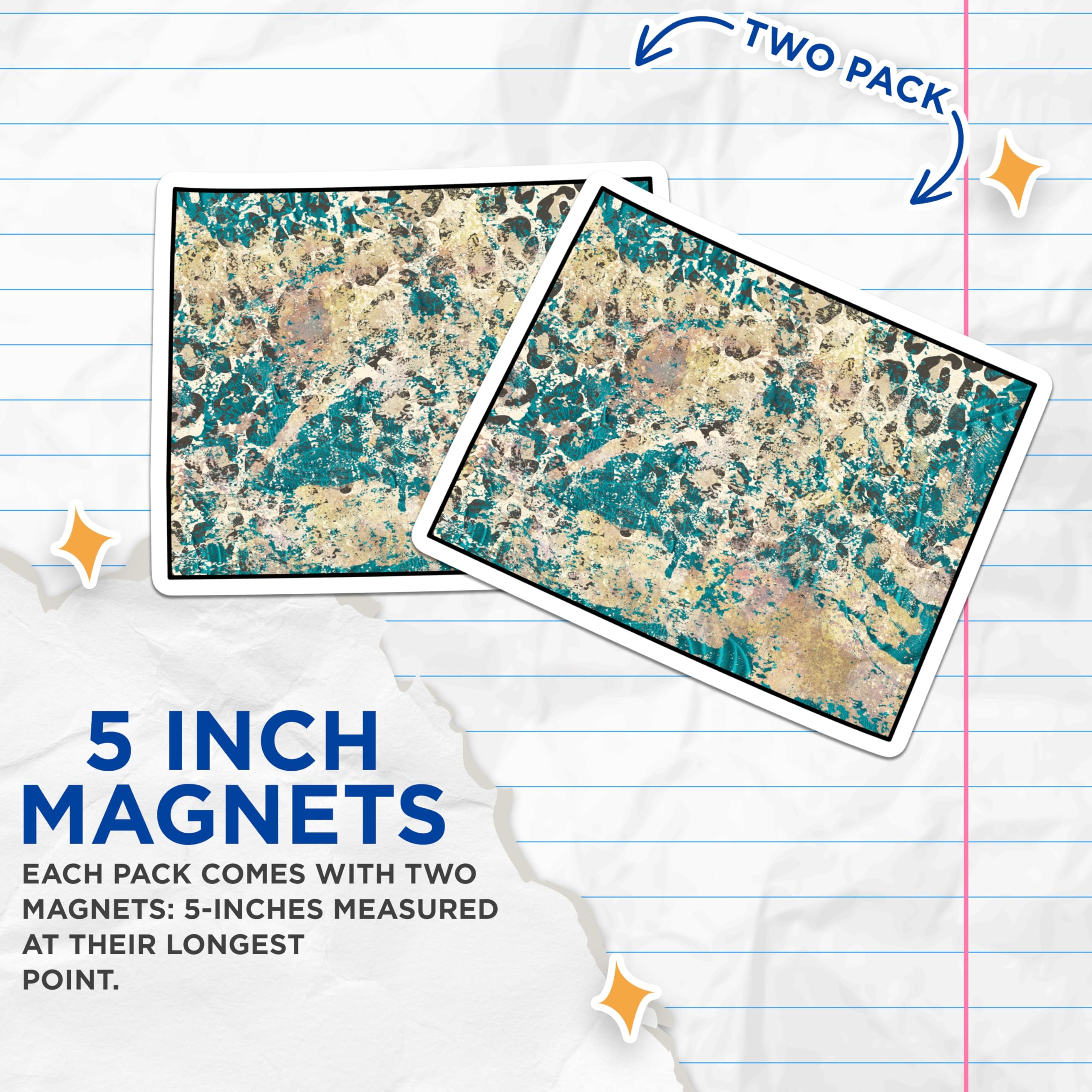 (2 Pack) Abstract Art Magnets - Teal and Beige Design - Decorative Home Accessories - 5" On Longest Side - Premium Magnet - for Cars, Refrigerators, Toolboxes, Lockers - Made in USA - MAG17953