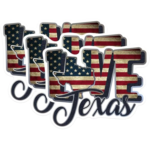 (3 Pack) Texas Love Decals - USA Flag - Laptop Decals - 3 Inches On Longest Side - Easy Peel & Apply - Made in USA - 3MCS0334