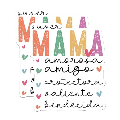 (2 Pack) Super Mama Magnets - Amorosa Amigo Magnets - Protectora Valiente Bendecida Magnets - 5" On Longest Side - for Cars, Refrigerators, Toolboxes, Lockers - Made in USA BMCS3111