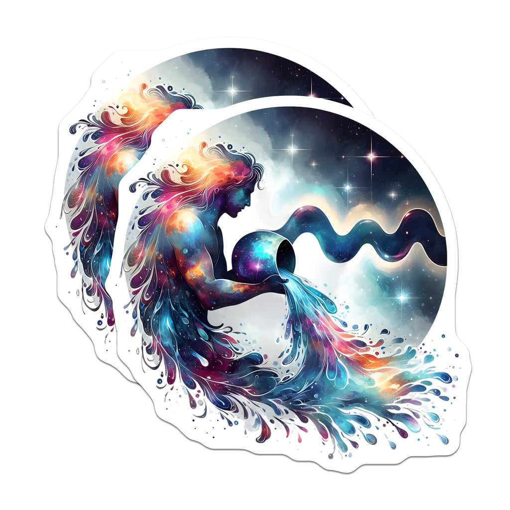 (2 Pack) Aquarius Zodiac Magnets - Cosmic Water Bearer - Celestial Astrology Decor - 5 Inches On Longest Side - Thick Durable Magnet - Made in USA - MAG38556