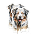 (2 Pack) Australian Shepherd Magnets - Watercolor Dog Art - Pet Lover Fridge Decor - 5 Inches On Longest Side - Thick Durable Magnet - Made in USA - MAG28431