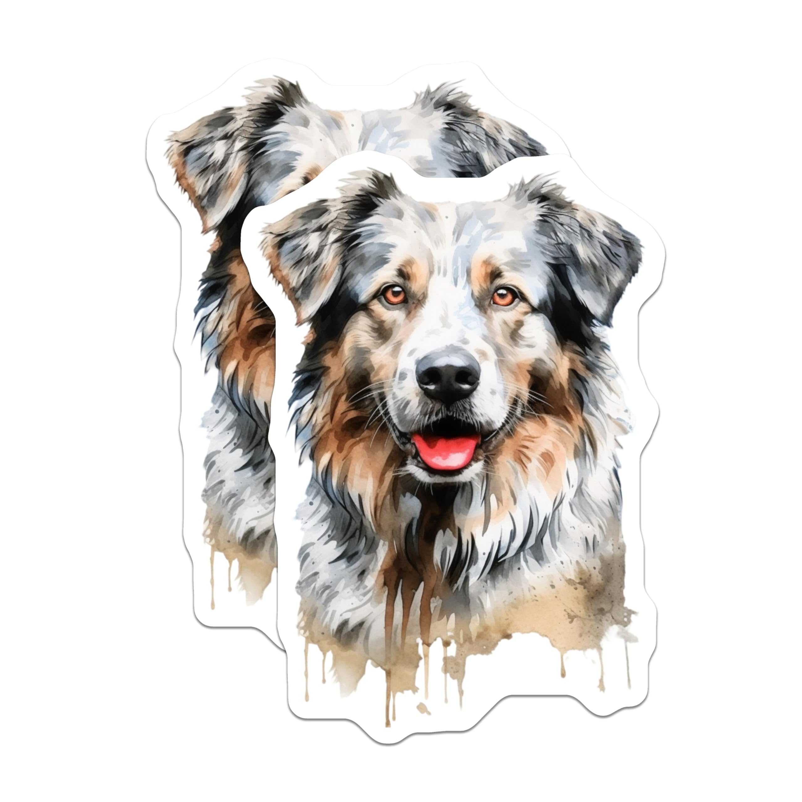 (2 Pack) Australian Shepherd Magnets - Watercolor Dog Art - Pet Lover Fridge Decor - 5 Inches On Longest Side - Thick Durable Magnet - Made in USA - MAG28431