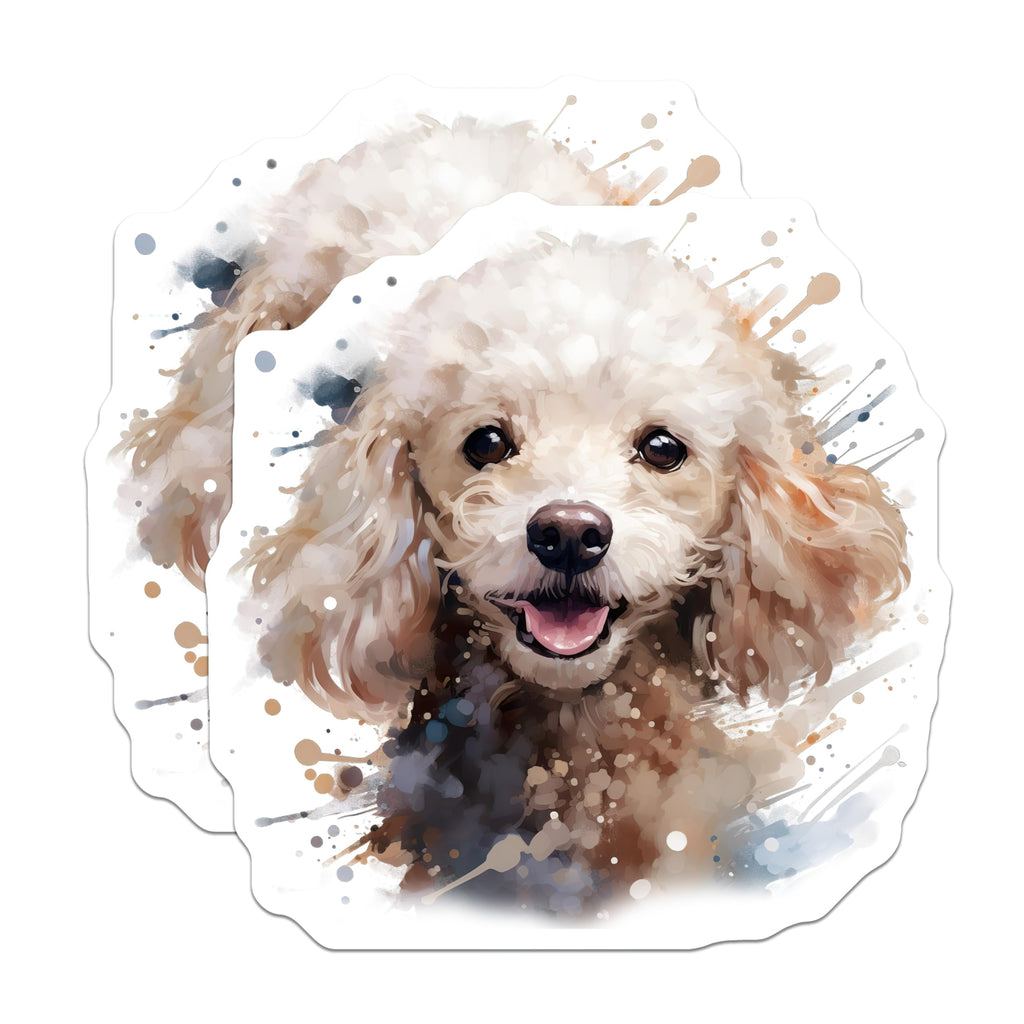 (2 Pack) Watercolor Poodle Dog Magnets - Cute Pet Lover Fridge Decor - Happy Doodle Puppy Art - 5 Inches On Longest Side - Thick Durable Magnet - Made in USA - MAG29307