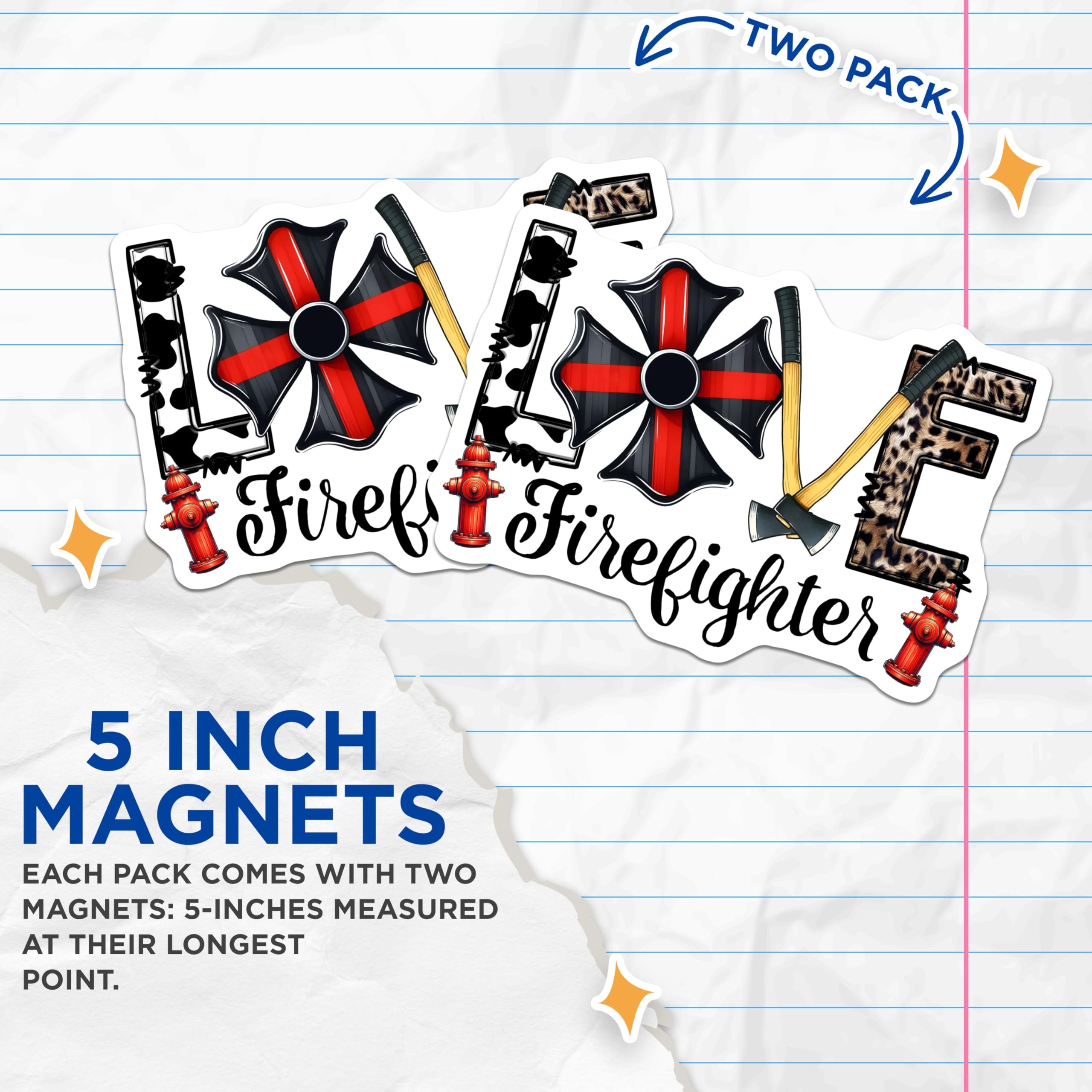 (2 Pack) Firefighter Love Magnets - Firefighter Axes - Maltese Cross Fridge Magnets - 5" On Longest Side - Premium Magnet - for Cars, Refrigerators, Toolboxes, Lockers - Made in USA - MAG15591