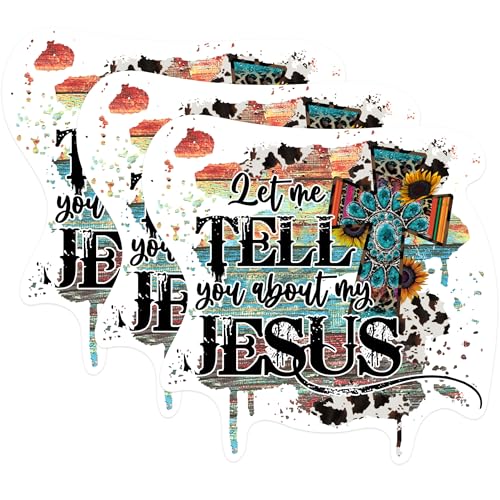 (3 Pack) Jesus Decals - Sunflower Christian - Western Faith Laptop Decals - 3 Inches On Longest Side - Easy Peel & Apply - Made in USA - 3MCS1169