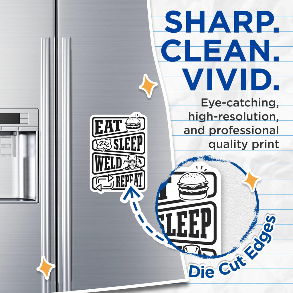 (2 Pack) Welder Life Magnets - Eat Sleep Weld - Funny Welding Magnet Set - 5" On Longest Side - Premium Magnet - for Cars, Refrigerators, Toolboxes, Lockers - Made in USA - MAG17548