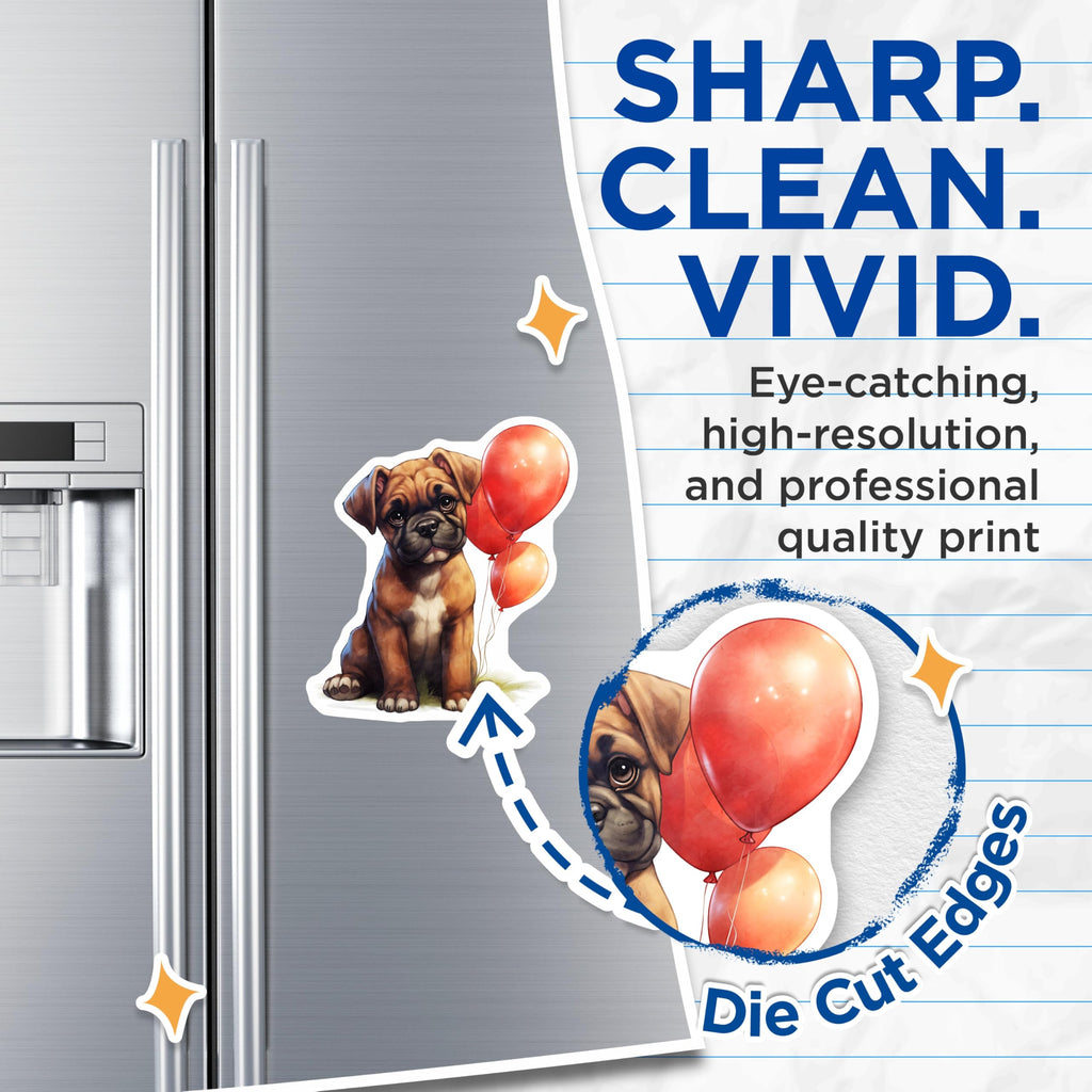 (2 Pack) Boxer Dog Magnets - Puppy Art - Balloon Animal Decorations - 5" On Longest Side - Premium Magnet - for Cars, Refrigerators, Toolboxes, Lockers - Made in USA - MAG16506