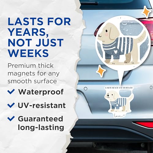 (2 Pack) Labrador Retriever Magnets - Dog Lover Decorations - Cute Animal Magnets for Home or Office Decor - 5" On Longest Side - for Cars, Fridges, Toolboxes - Made in USA - MAG7305
