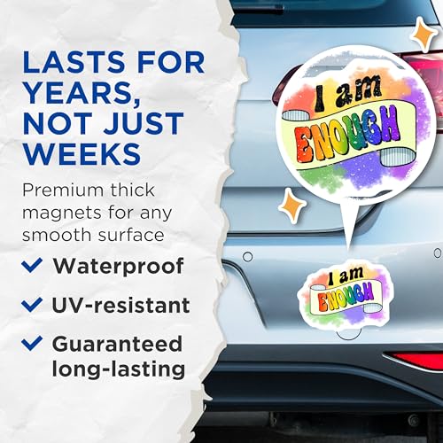 (2 Pack) Inspirational Rainbow Quote Magnets - Motivational Decor - Positive Affirmation - 5" On Longest Side - for Cars, Fridges, Toolboxes - Made in USA - MAG8291