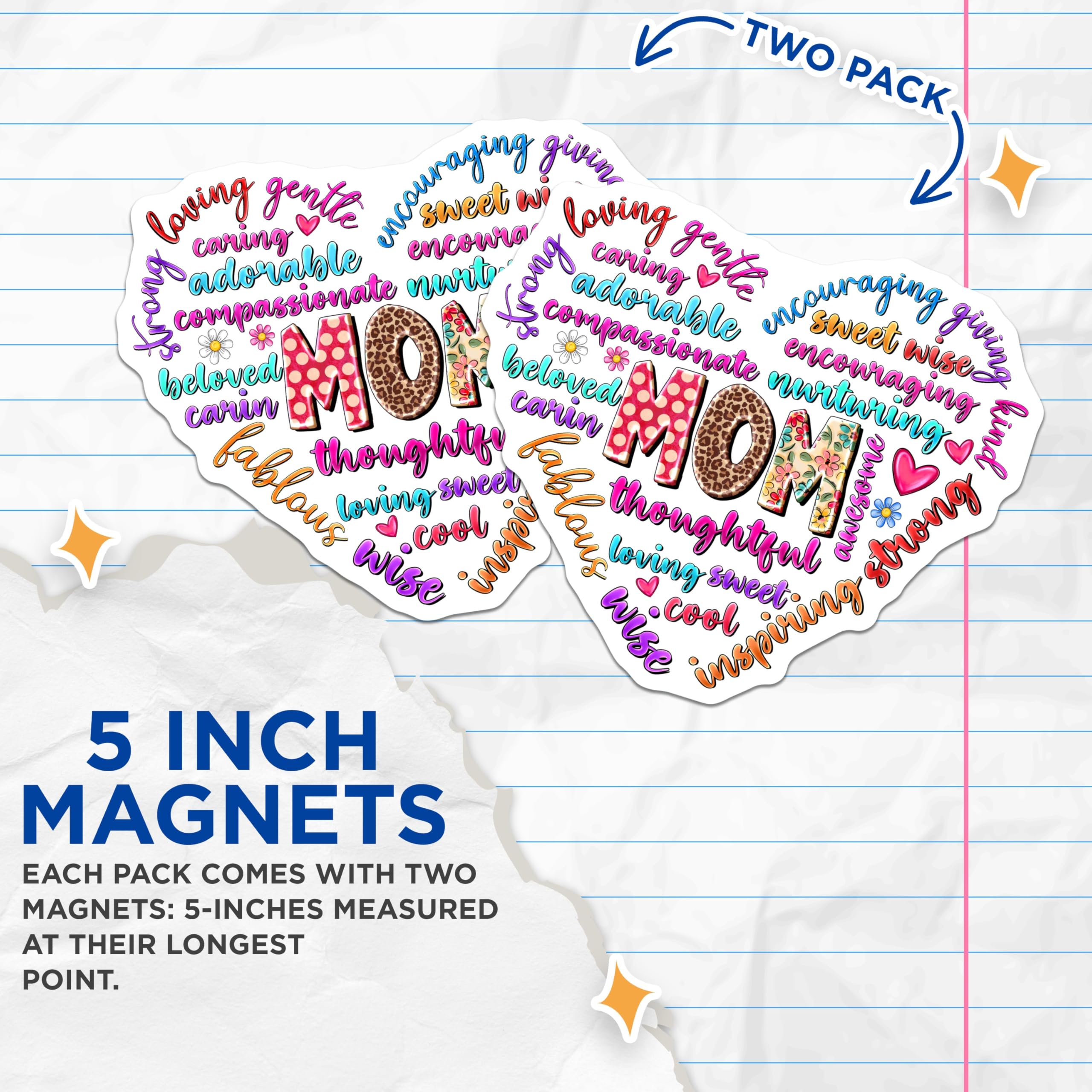 (2 Pack) Mom Appreciation Magnets for Mom - Inspirational Words Heart Magnet - 5 Inches On Longest Side - Thick Durable Magnet - Made in USA - MAG28829