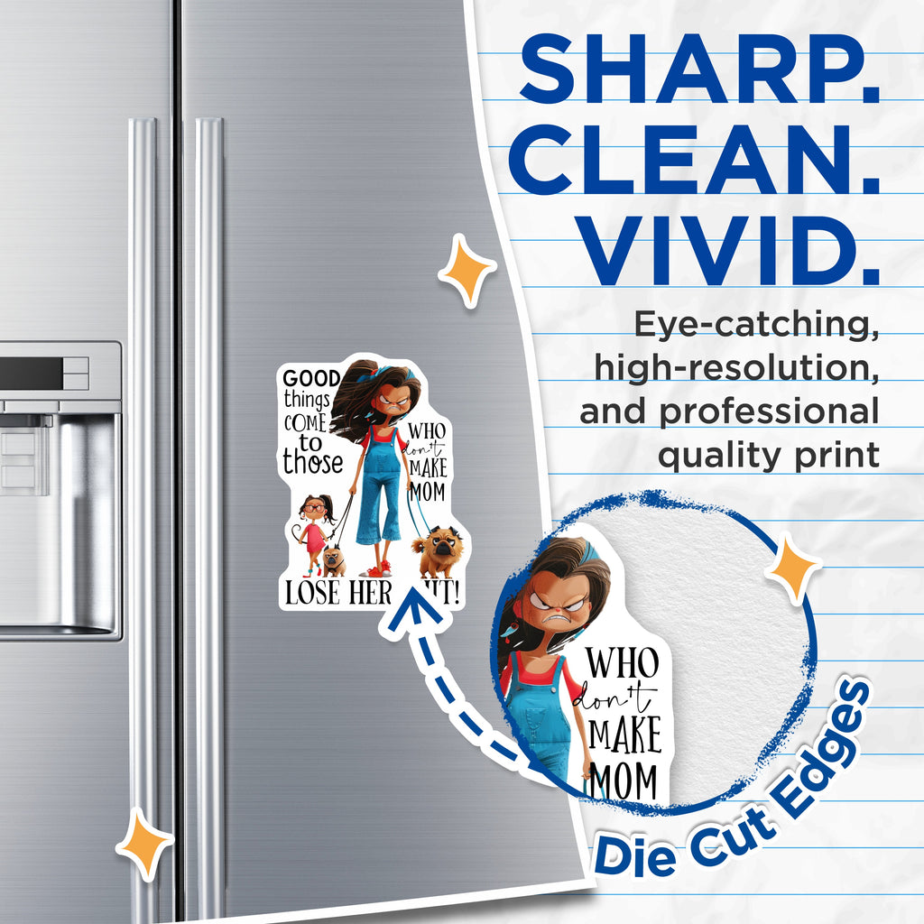 (2 Pack) Mom Life Magnets - Sarcastic Mom Humor - Relatable Motherhood Art - 5 Inches On Longest Side - Thick Durable Magnet - Made in USA - MAG36906