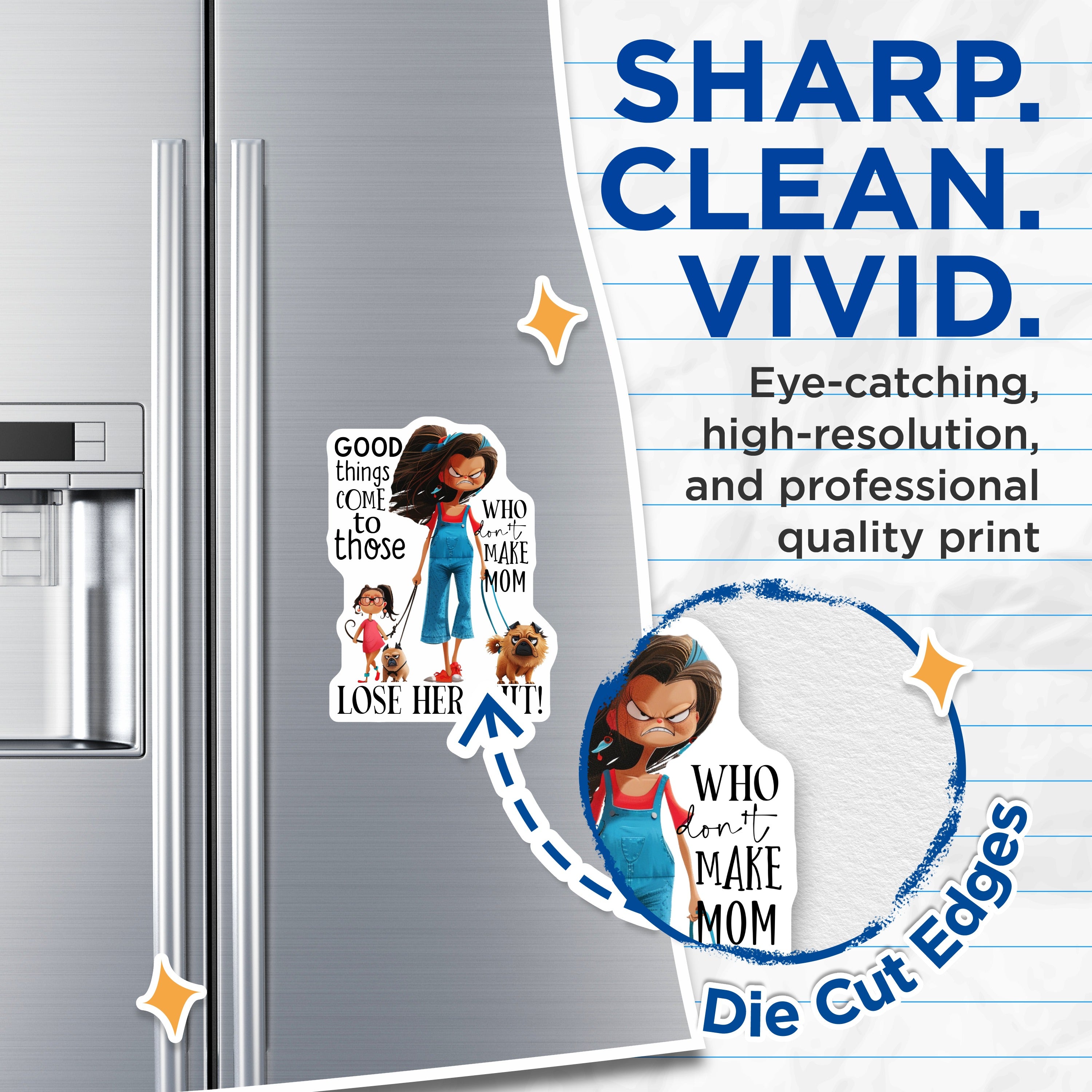 (2 Pack) Mom Life Magnets - Sarcastic Mom Humor - Relatable Motherhood Art - 5 Inches On Longest Side - Thick Durable Magnet - Made in USA - MAG36906