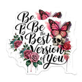 (2 Pack) Be The Best Version of You Stickers - Inspirational Skull Stickers - Motivational Rose Stickers with Butterfly - 5" On Longest Side - Sticks to Smooth Flat Surfaces - Made in USA - BMCS4826