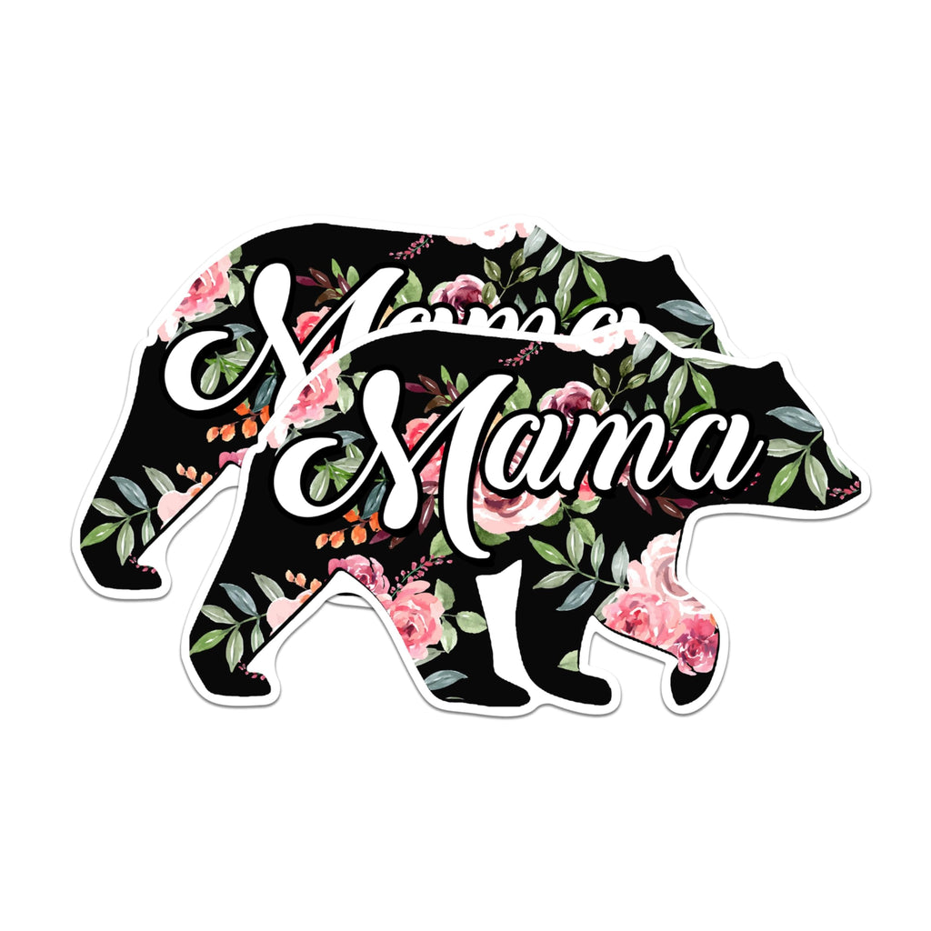 (2 Pack) Mama Bear Stickers - Floral Bear Stickers - Mother's Day Stickers - 5" On Longest Side - Sticks to Any Smooth Flat Surface - Made in USA - BMCS3001