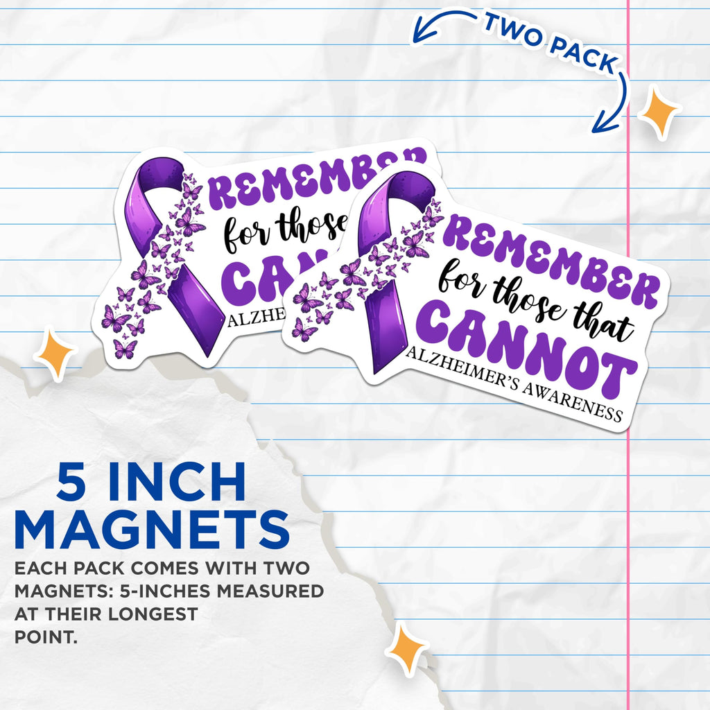 (2 Pack) Alzheimers Awareness Magnet - 5" On Longest Side - Sticks to Smooth Flat Surfaces - Made in USA - MAG9784