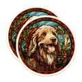 (2 Pack) Christmas Dog Magnets - Stained Glass Pet Art - Holiday Canine Decor - Festive Dog Lover Accessories - 5 Inches On Longest Side - Thick Durable Magnet - Made in USA - MAG26101