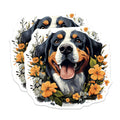 (2 Pack) Bernese Mountain Dog Magnets - Happy Berner Dog Mom Accessories - Floral Pet Owner Kitchen Decor - 5 Inches On Longest Side - Thick Durable Magnet - Made in USA - MAG29850