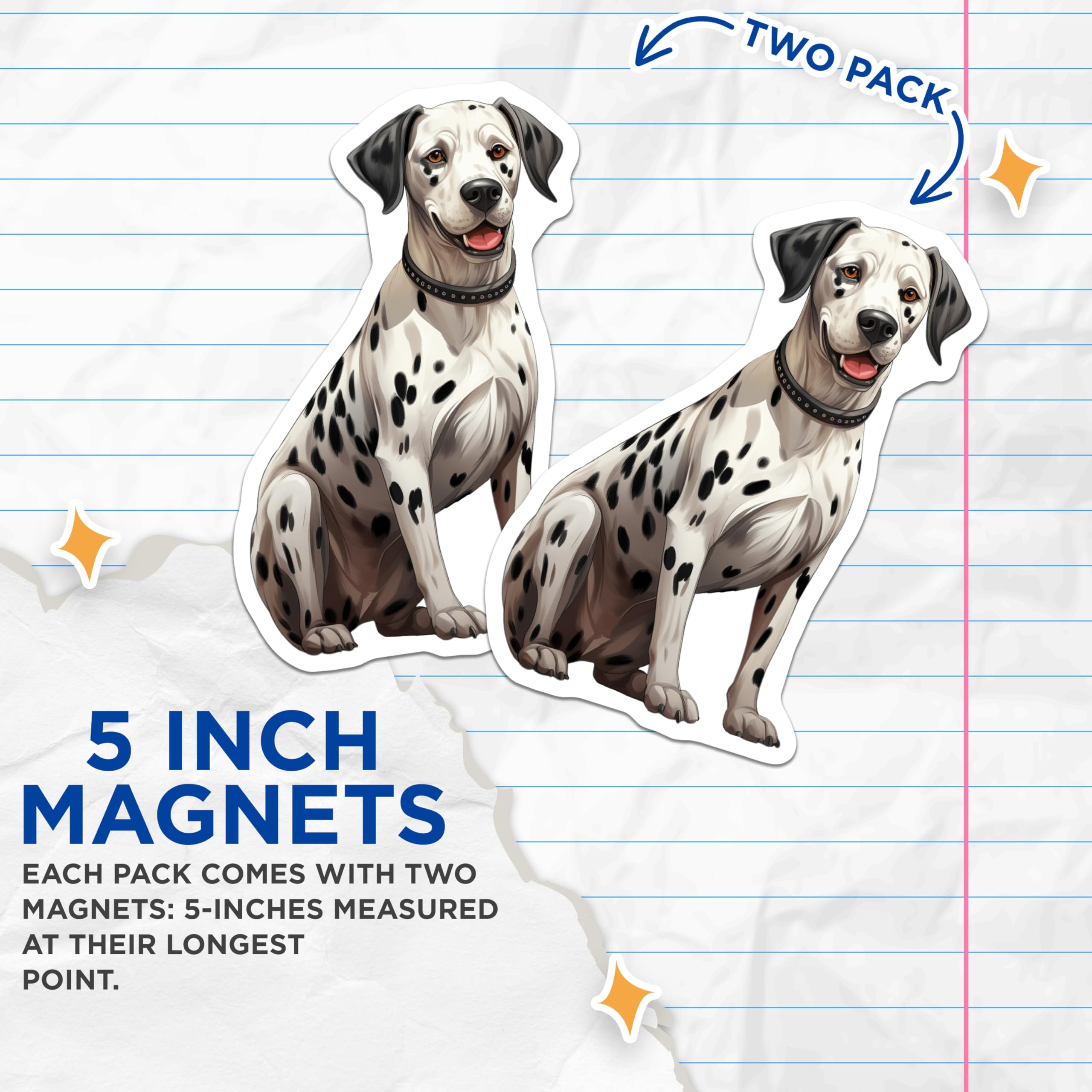 (2 Pack) Dalmatian Dog Magnets - Cute Dog Art Refrigerator Decor - Pet Owner Kitchen Accessories - Breed Lover Accent - 5 Inches On Longest Side - Thick Durable Magnet - Made in USA - MAG27000