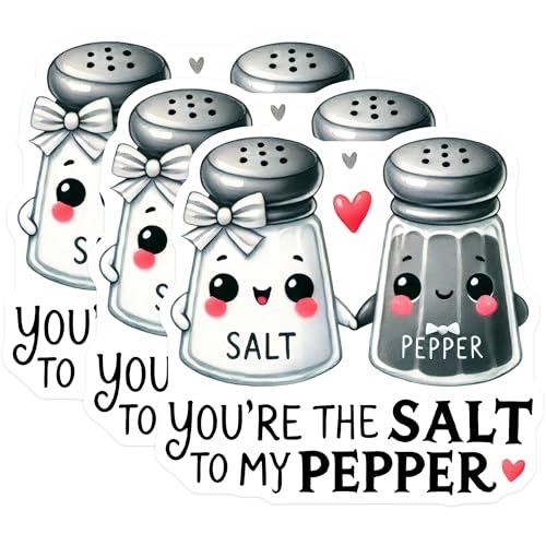 (3 Pack) Salt and Pepper Decals - Cute Couple Stickers - You are The Salt to My Pepper - 3 Inches On Longest Side - Easy Peel & Apply - Made in USA - 3MCS2337