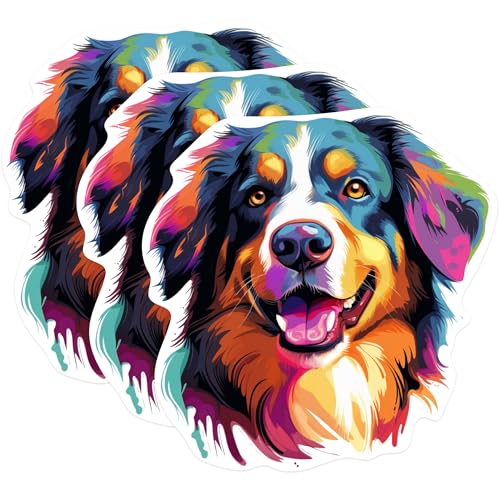 (3 Pack) Bernese Mountain Dog Decals - Colorful Dog Decal - Pet Decal - 3 Inches On Longest Side - Easy Peel & Apply - Made in USA - 3MCS0651