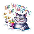 (2 Pack) Sip Happens Magnets Magnets - Funny Cat Magnet - Party Theme Magnet Decorations for Fridge and Office - 5" On Longest Side - Made in USA - Sticks to Refrigerators & Metal Surfaces - MAG8555