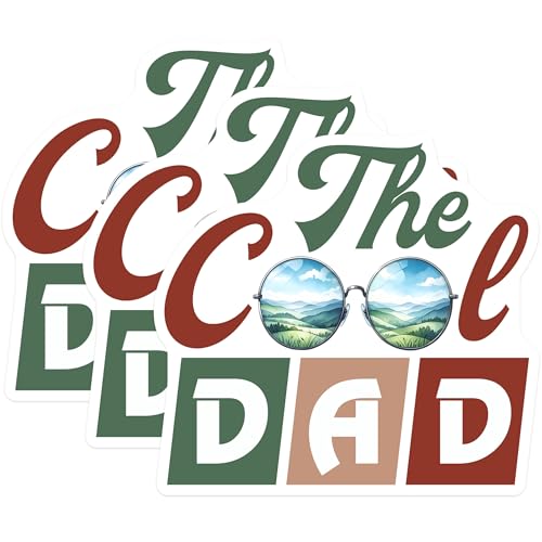 (3 Pack) Cool Dad Decals - Father's Day Decals - Dad with Glasses - 3 Inches On Longest Side - Easy Peel & Apply - Made in USA - 3MCS2014