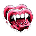 (2 Pack) Vampire Heart Magnets - Gothic Rose Love Art - Fanged Lips Decor - 5 Inches On Longest Side - Thick Durable Magnet - Made in USA - MAG20924