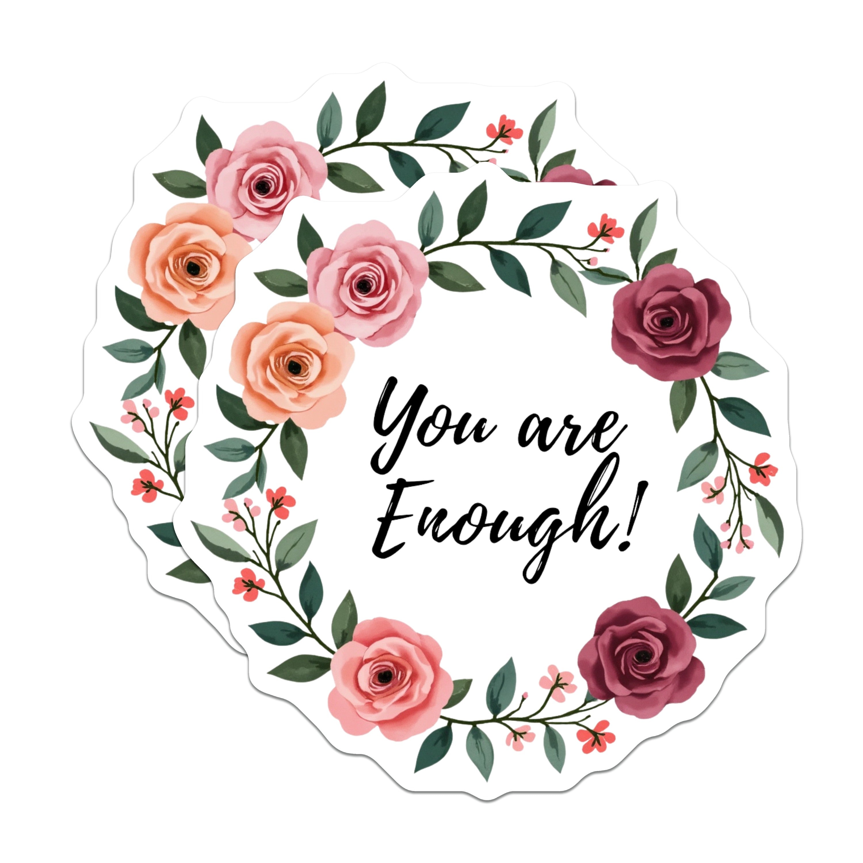 (2 Pack) You are Enough Magnets - Motivational Quote - Floral Inspirational Decor for Refrigerator - Self Love Affirmation - 5 Inches On Longest Side - Thick Durable Magnet - Made in USA - MAG36116