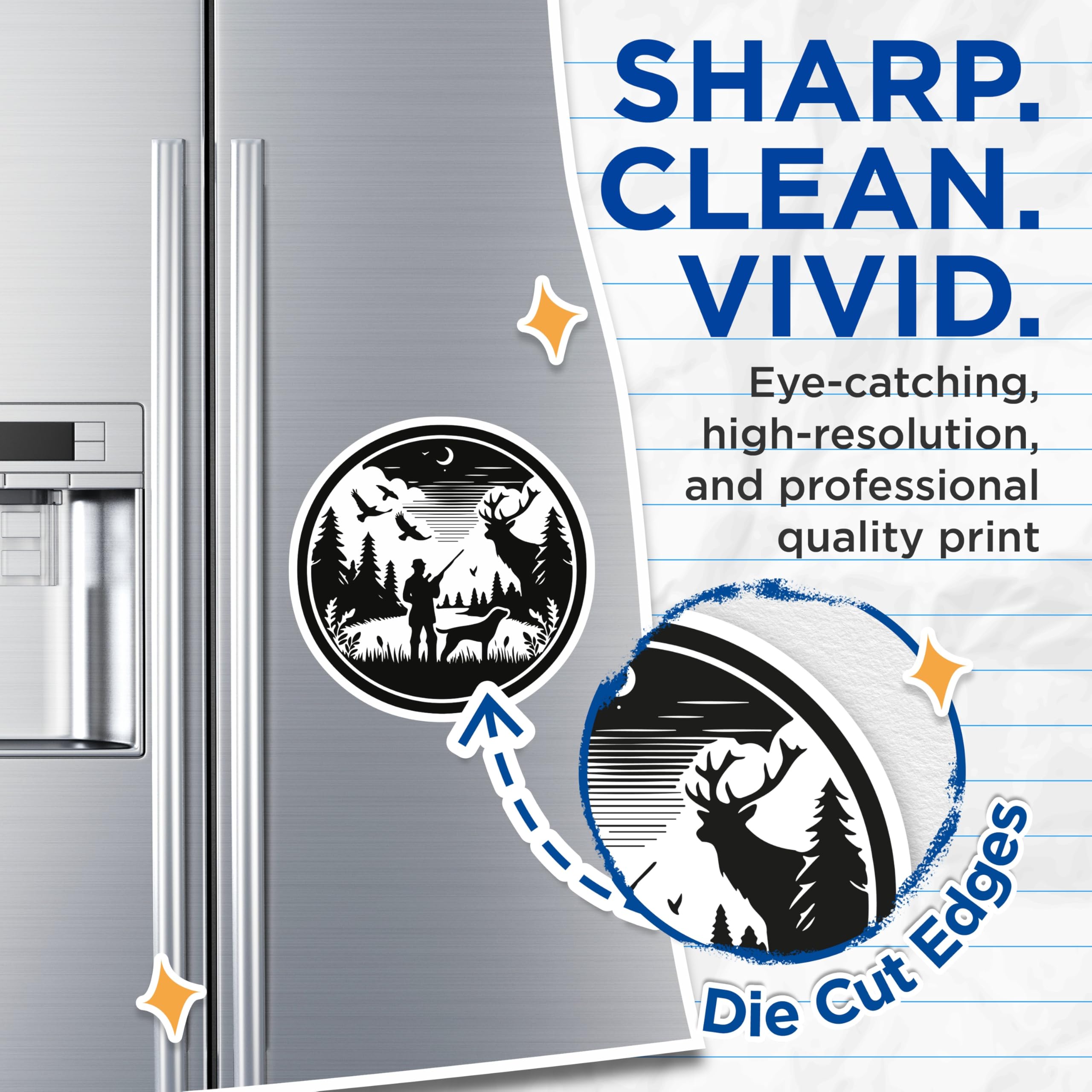 (2 Pack) Hunter Dog Deer Magnets - Forest Wilderness Nature Decor - Outdoor Adventure Cabin Refrigerator - 5 Inches On Longest Side - Thick Durable Magnet - Made in USA - MAG22433