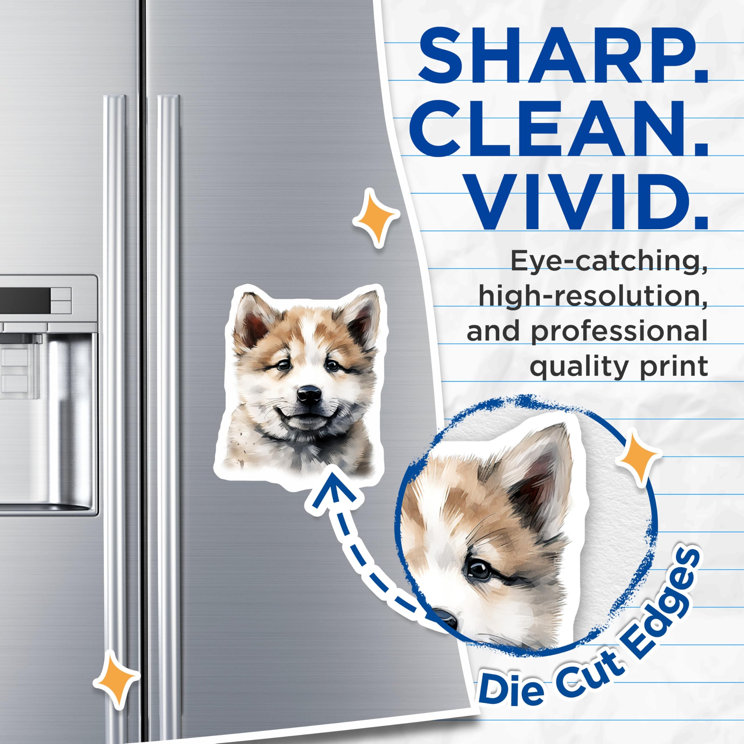 (2 Pack) Adorable Puppy Magnets - Watercolor Shiba Inu Akita Dog Decor - Pet Parent Fridge Art for Animal Lovers - 5 Inches On Longest Side - Thick Durable Magnet - Made in USA - MAG28634