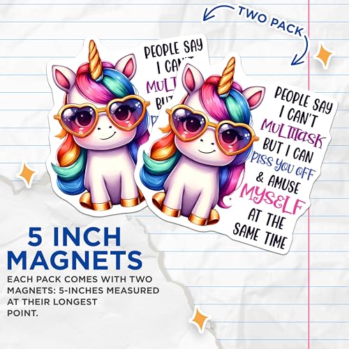 (2 Pack) Unicorn Multitask Magnets - Funny Unicorn Quote Magnets - Cute Unicorn Refrigerator Magnets - 5" On Longest Side - for Cars, Refrigerators, Toolboxes, Lockers - Made in USA BMCS3347