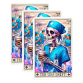 (3 Pack) Nurse Skeleton Decals - 12hr Shift - Healthcare Decals - 3 Inches On Longest Side - Easy Peel & Apply - Made in USA - 3MCS0288