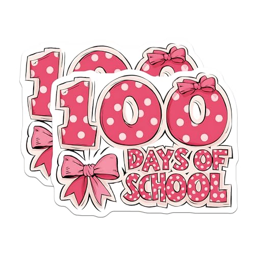 (2 Pack) 100 Days of School Magnets - School Celebration Magnets - End of School Year Decorations - 5" On Longest Side - for Cars, Refrigerators, Toolboxes, Lockers - Made in USA BMCS3065