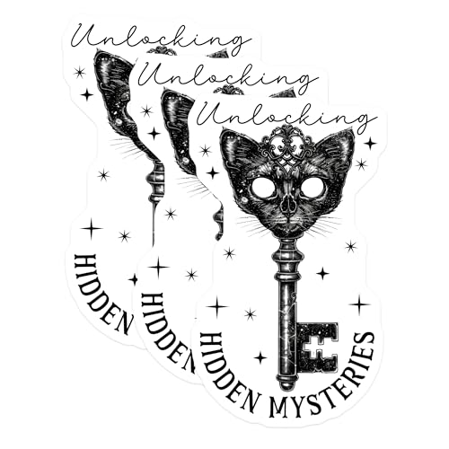 (3 Pack) Black Cat Key Decals - Unlocking Mysteries Laptop Decal - Gothic Decor Sticker - 3 Inches On Longest Side - Easy Peel & Apply - Made in USA - 3MCS2379