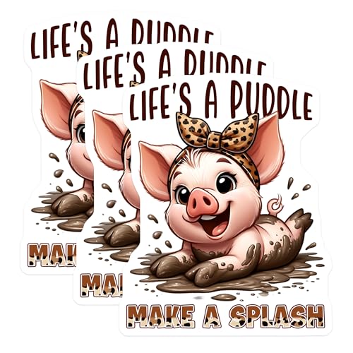 (3 Pack) Pig Decals - Laptop Decal - Funny Animal Decal - 3 Inches On Longest Side - Easy Peel & Apply - Made in USA - 3MCS6707