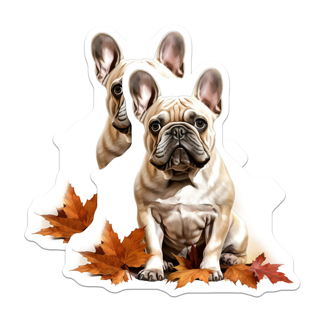 (2 Pack) French Bulldog Magnets - Autumn Leaves Decor - Dog Lover Refrigerator Magnets - 5 Inches On Longest Side - Thick Durable Magnet - Made in USA - MAG25238