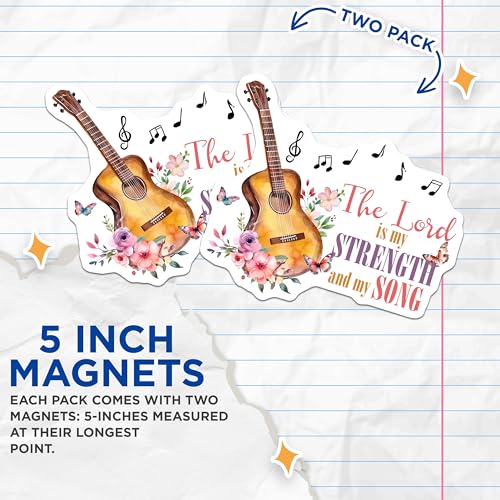 (2 Pack) Inspirational Guitar Magnets Magnets - 5" On Longest Side - Made in USA - Sticks to Refrigerators & Metal Surfaces - MAG8570