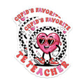 (2 Pack) Cupid's Favorite Teacher Stickers - Valentine Teacher - Heart Sticker- 5" On Longest Side - Sticks to Smooth Flat Surfaces - Made in USA - BMCS16495