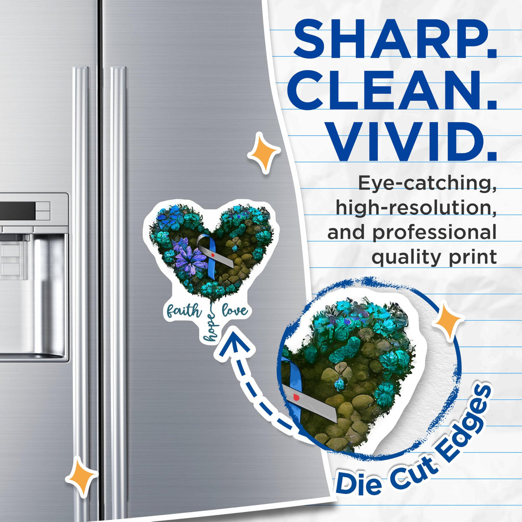 (2 Pack) Faith Hope Love Magnets - Awareness Ribbon Magnet - Heart Shaped Fridge Magnets - 5" On Longest Side - Premium Magnet - for Cars, Refrigerators, Toolboxes, Lockers - Made in USA - MAG16534
