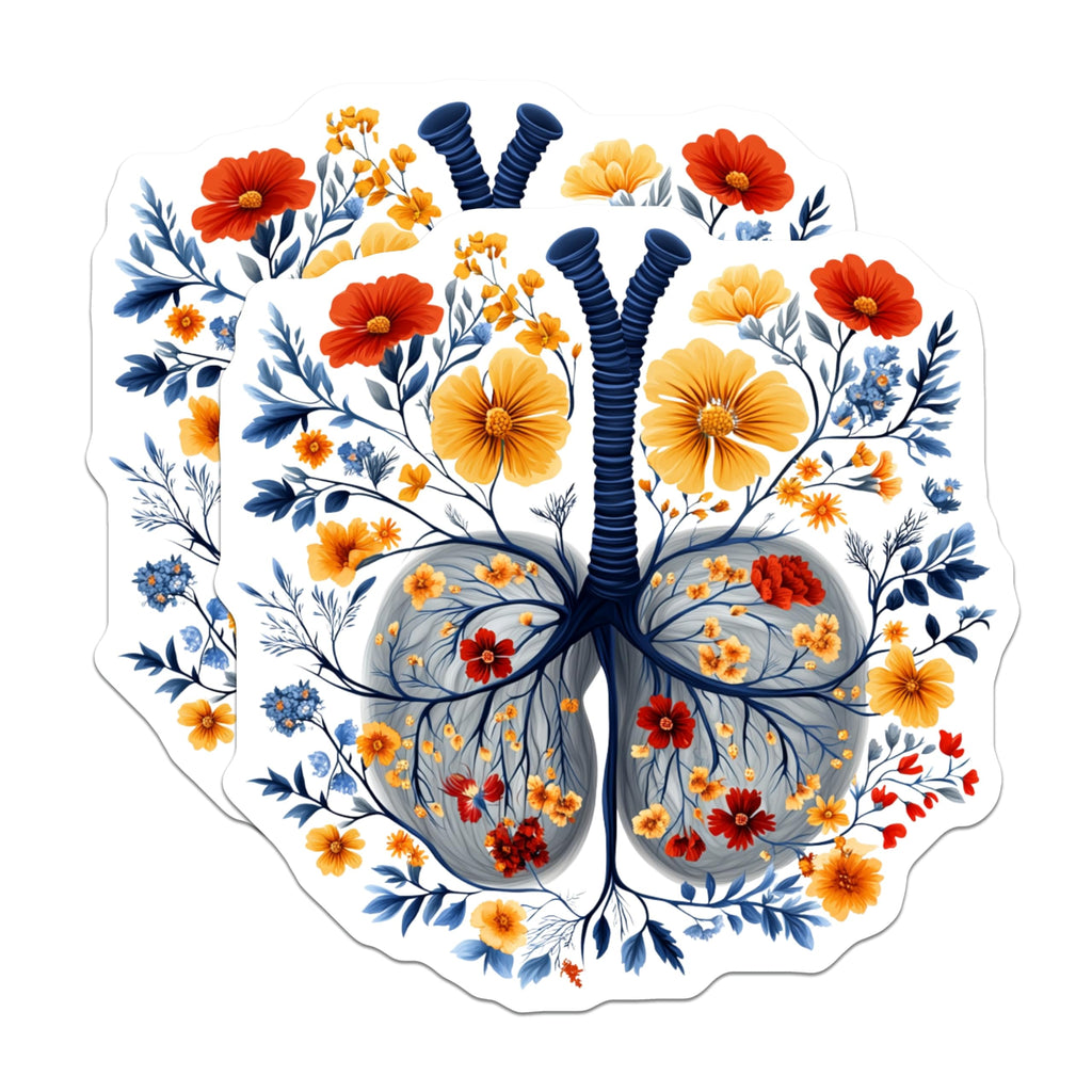 (2 Pack) Floral Lungs Magnets - Anatomical Flower Art - Healthcare Worker Decor - 5 Inches On Longest Side - Thick Durable Magnet - Made in USA - MAG26301