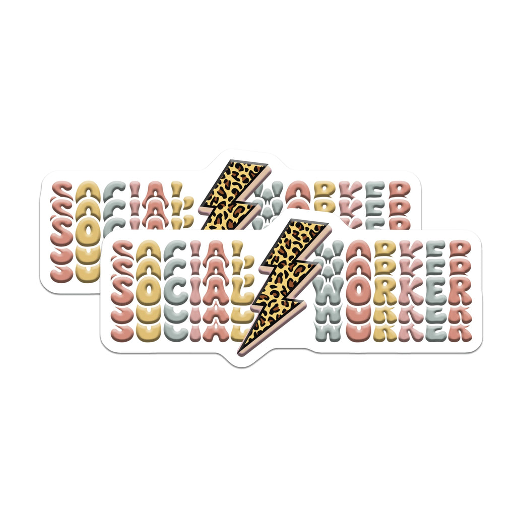(2 Pack) Social Worker Magnets - Leopard Print - Appreciation Magnets - 5" On Longest Side - Premium Magnet - for Cars, Refrigerators, Toolboxes, Lockers - Made in USA - MAG15838