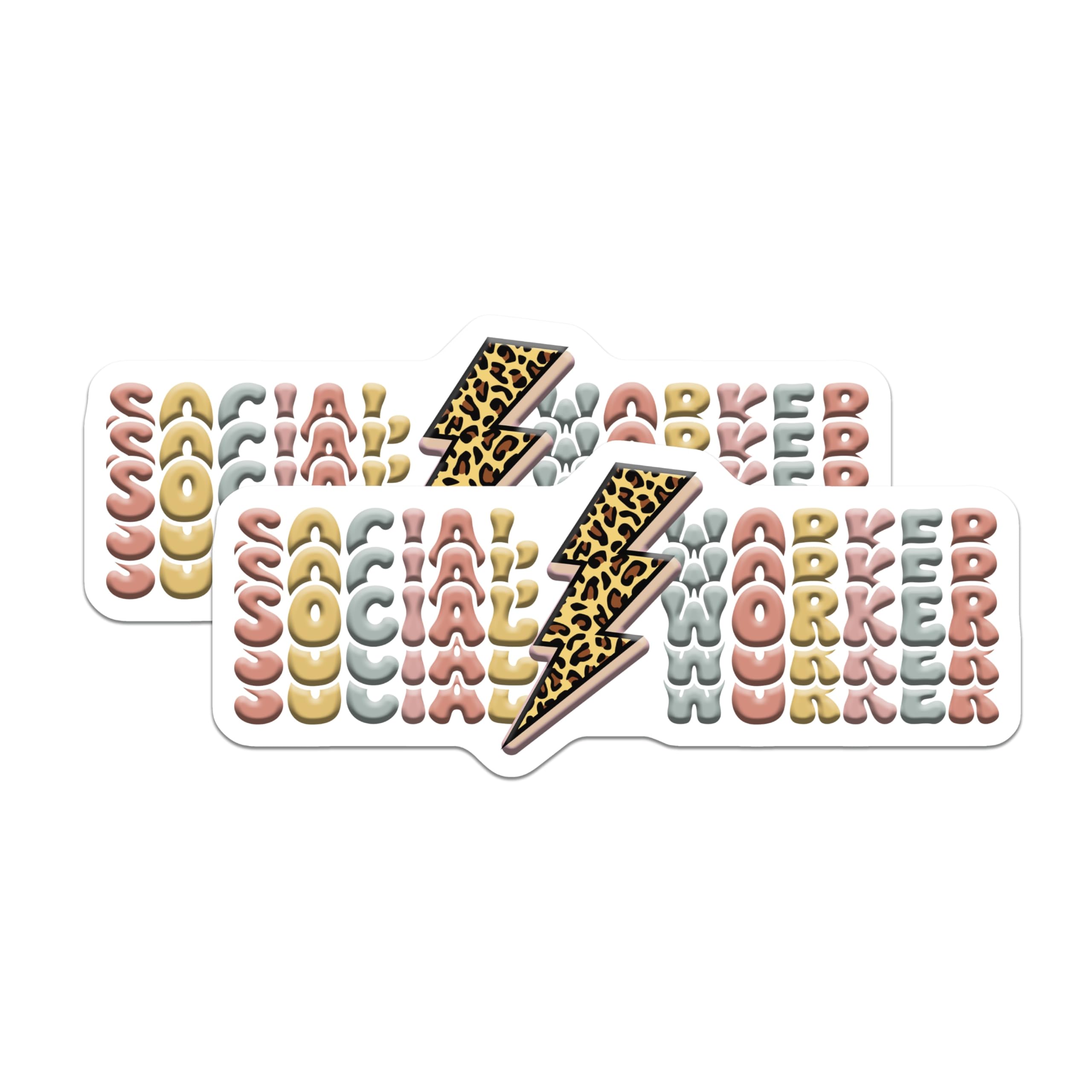 (2 Pack) Social Worker Magnets - Leopard Print - Appreciation Magnets - 5" On Longest Side - Premium Magnet - for Cars, Refrigerators, Toolboxes, Lockers - Made in USA - MAG15838